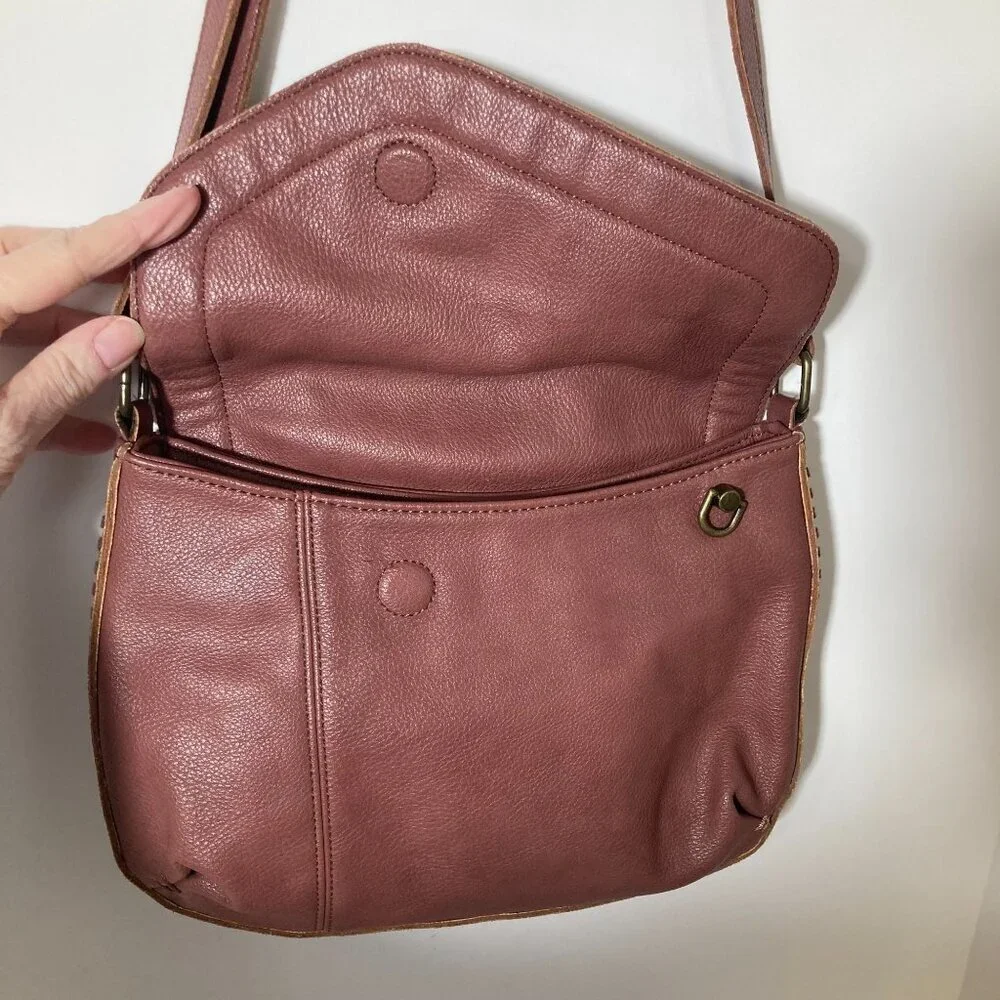 Womens Vegan Leather Chala Braided Boho Crossbody Purse Mauve Brown‎ 9 x 11